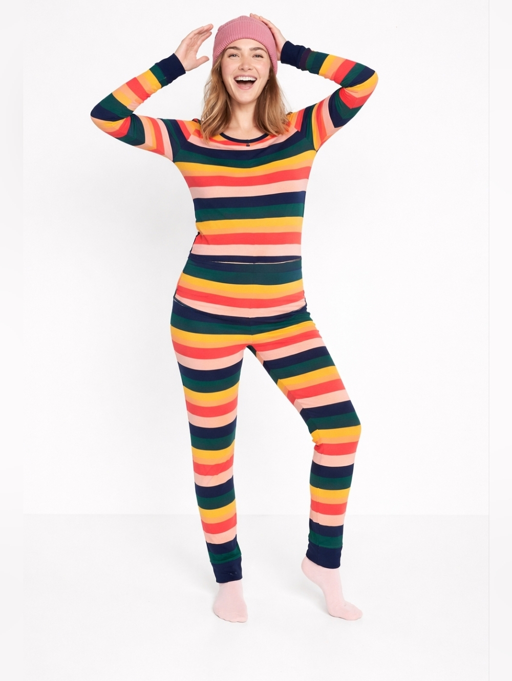 Old Navy Rainbow Stripe Maternity Pajama Set Sz. Medium